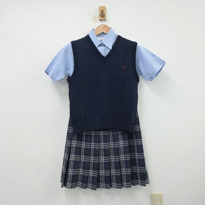 【中古】埼玉県 開智高等学校 女子制服 3点（シャツ・ニットベスト・スカート）sf018457