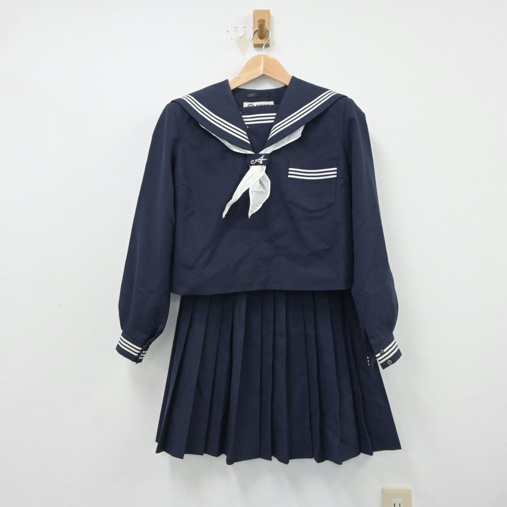 F601 (中古) 兵庫県 荒井中学校 セーラー服 上下セット /LL/W69/丈60  