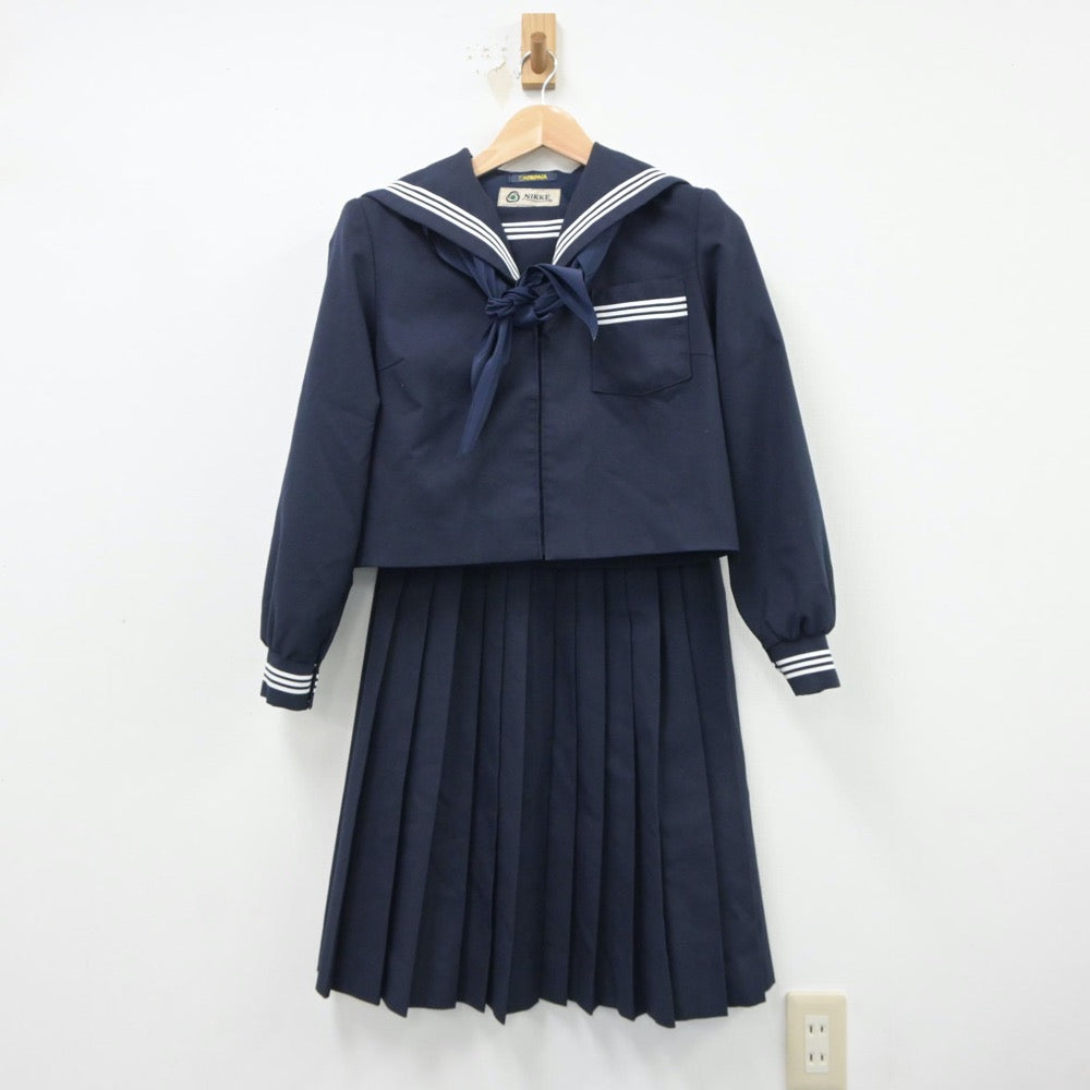 【中古】静岡県 旭が丘中学校 女子制服 3点（セーラー服・スカート）sf018475