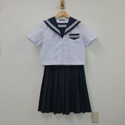 【中古】静岡県 旭が丘中学校 女子制服 3点（セーラー服・スカート）sf018476