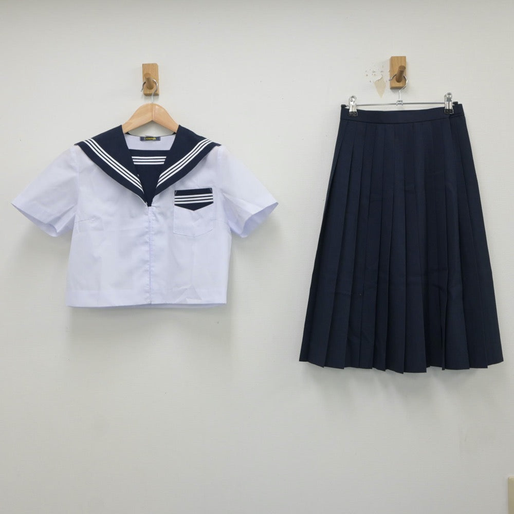 【中古】静岡県 旭が丘中学校 女子制服 3点（セーラー服・スカート）sf018476