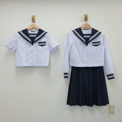 【中古】静岡県 旭が丘中学校 女子制服 3点（セーラー服・スカート）sf018476