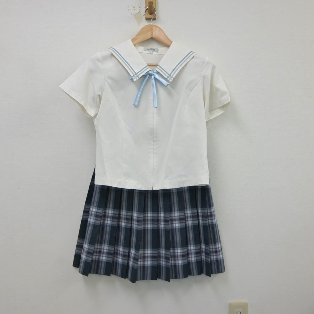 【中古】秋田県 秋田令和高等学校 女子制服 5点（セーラー服・ニットベスト・スカート）sf018483