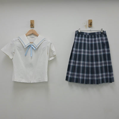 【中古】秋田県 秋田令和高等学校 女子制服 5点（セーラー服・ニットベスト・スカート）sf018483