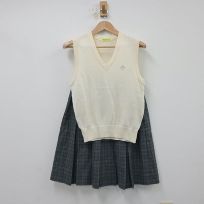 【中古】東京都 田無第一中学校 女子制服 2点（ニットベスト・スカート）sf018490