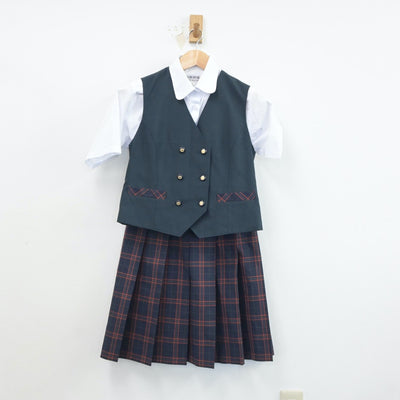 【中古】大阪府 大阪桐蔭中学校 女子制服 3点（シャツ・ベスト・スカート）sf018501