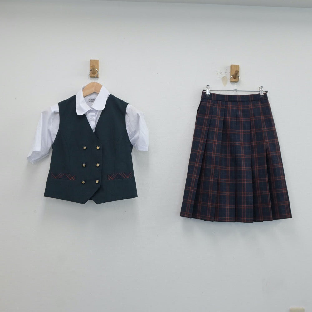 【中古】大阪府 大阪桐蔭中学校 女子制服 3点（シャツ・ベスト・スカート）sf018501