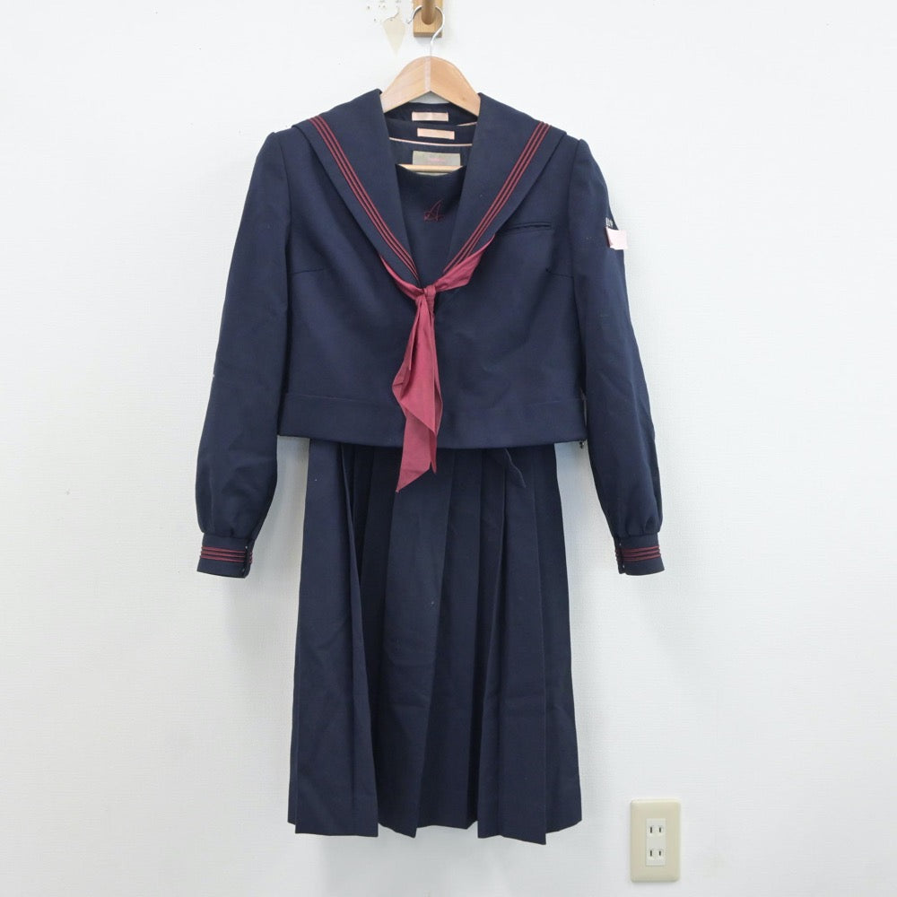 【中古】福岡県 足立中学校 女子制服 3点（セーラー服・ジャンパースカート）sf018521