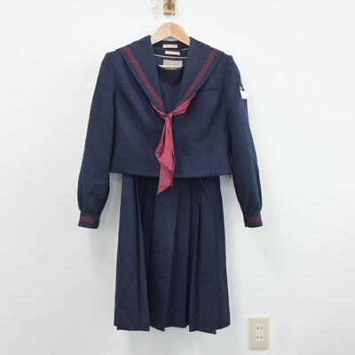 【中古】福岡県 足立中学校 女子制服 3点（セーラー服・ジャンパースカート）sf018521