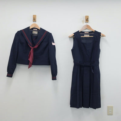 【中古】福岡県 足立中学校 女子制服 3点（セーラー服・ジャンパースカート）sf018521