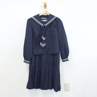 【中古】神奈川県 王禅寺中学校 女子制服 3点（セーラー服・ジャンパースカート）sf018532