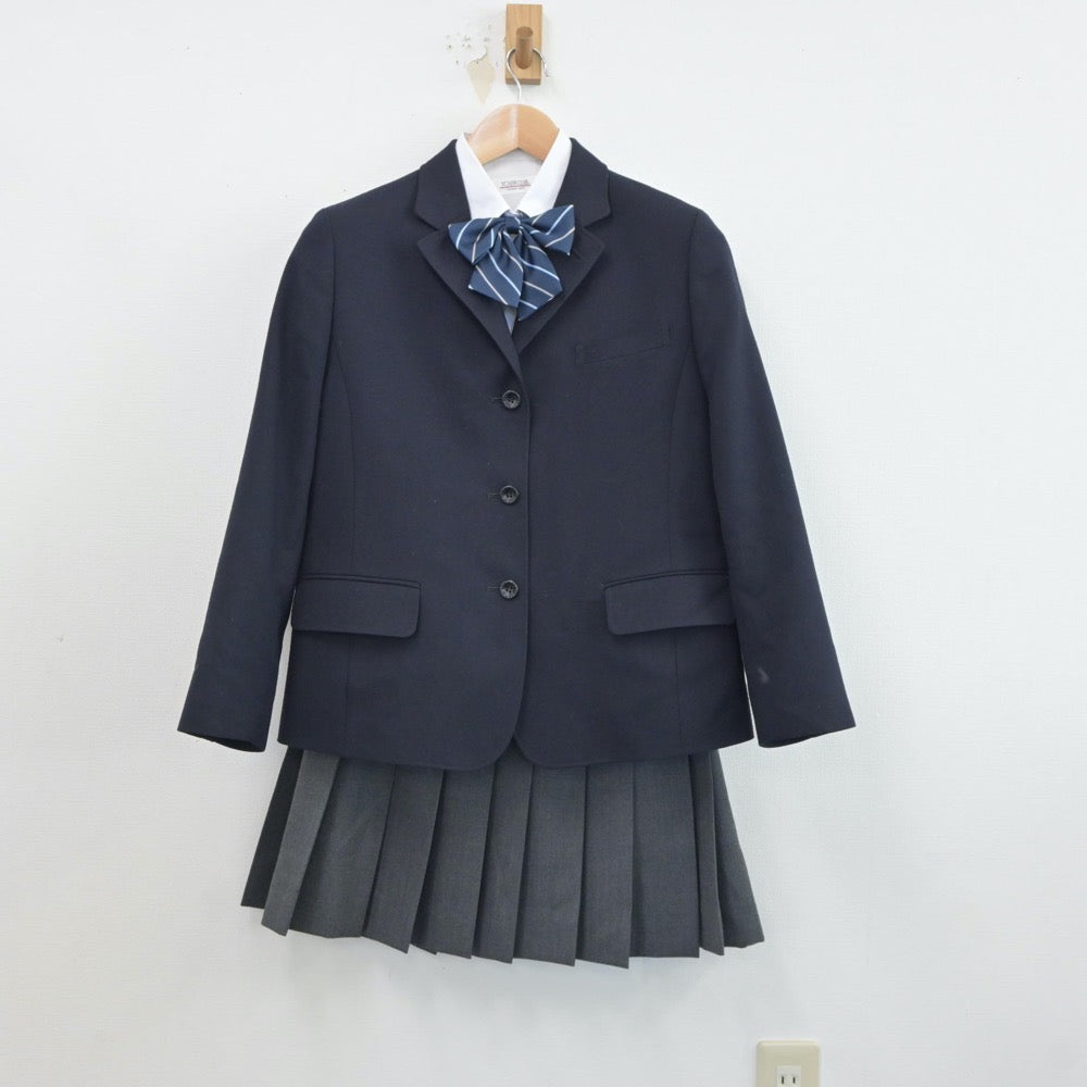 【中古】香川県 英明高等学校 女子制服 5点（ブレザー・シャツ・ニット・スカート）sf018534