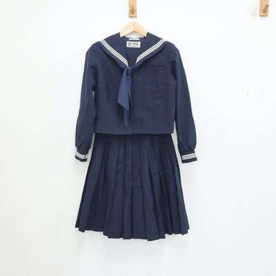 【中古】静岡県 浅羽南中学校 女子制服 3点（セーラー服・スカート）sf018539