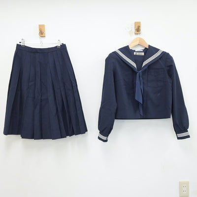 【中古】静岡県 浅羽南中学校 女子制服 3点（セーラー服・スカート）sf018539