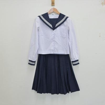 【中古】静岡県 浅羽南中学校 女子制服 3点（セーラー服・スカート）sf018540