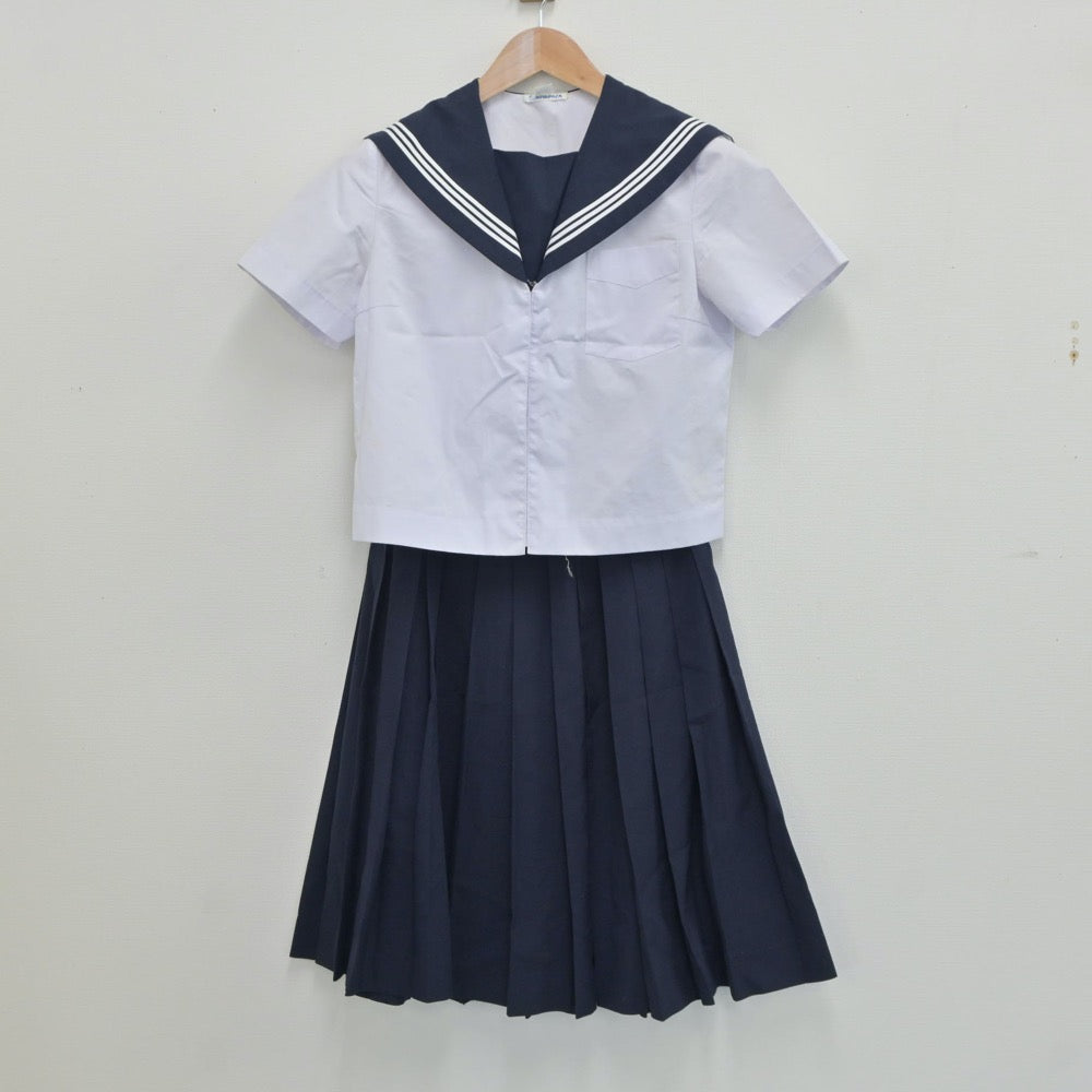 【中古】静岡県 浅羽南中学校 女子制服 3点（セーラー服・スカート）sf018540