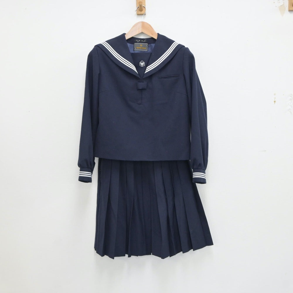 【中古】岩手県 見前中学校 女子制服 2点（セーラー服・スカート）sf018548