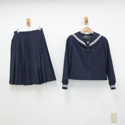 【中古】岩手県 見前中学校 女子制服 2点（セーラー服・スカート）sf018548