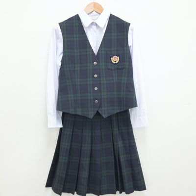 【中古】宮崎県 鵬翔高等学校 女子制服 4点（ブレザー・シャツ・ベスト・スカート）sf018569