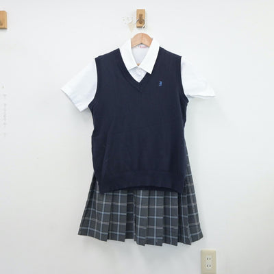 【中古】埼玉県 岩槻高等学校 女子制服 3点（シャツ・ニットベスト・スカート）sf018592