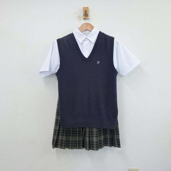 【中古制服】千葉県 袖ケ浦高等学校 女子制服 3点（シャツ・ニットベスト・スカート）sf018596【リサイクル学生服】 | 中古制服通販パレイド