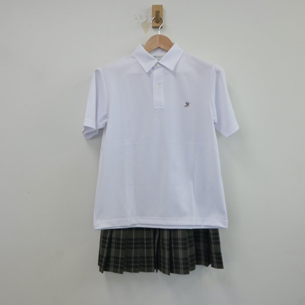 【中古】千葉県 袖ケ浦高等学校 女子制服 3点（シャツ・ニットベスト・スカート）sf018596