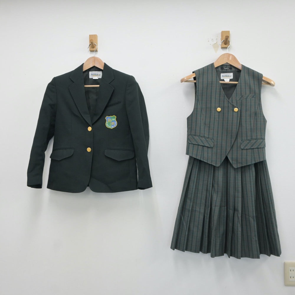 【中古】北海道 平岡緑中学校 女子制服 4点（ブレザー・ベスト・スカート）sf018624