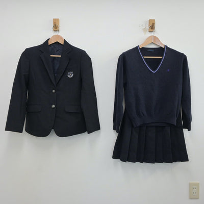 【中古】岡山県 倉敷高等学校 女子制服 3点（ブレザー・ニット・スカート）sf018633