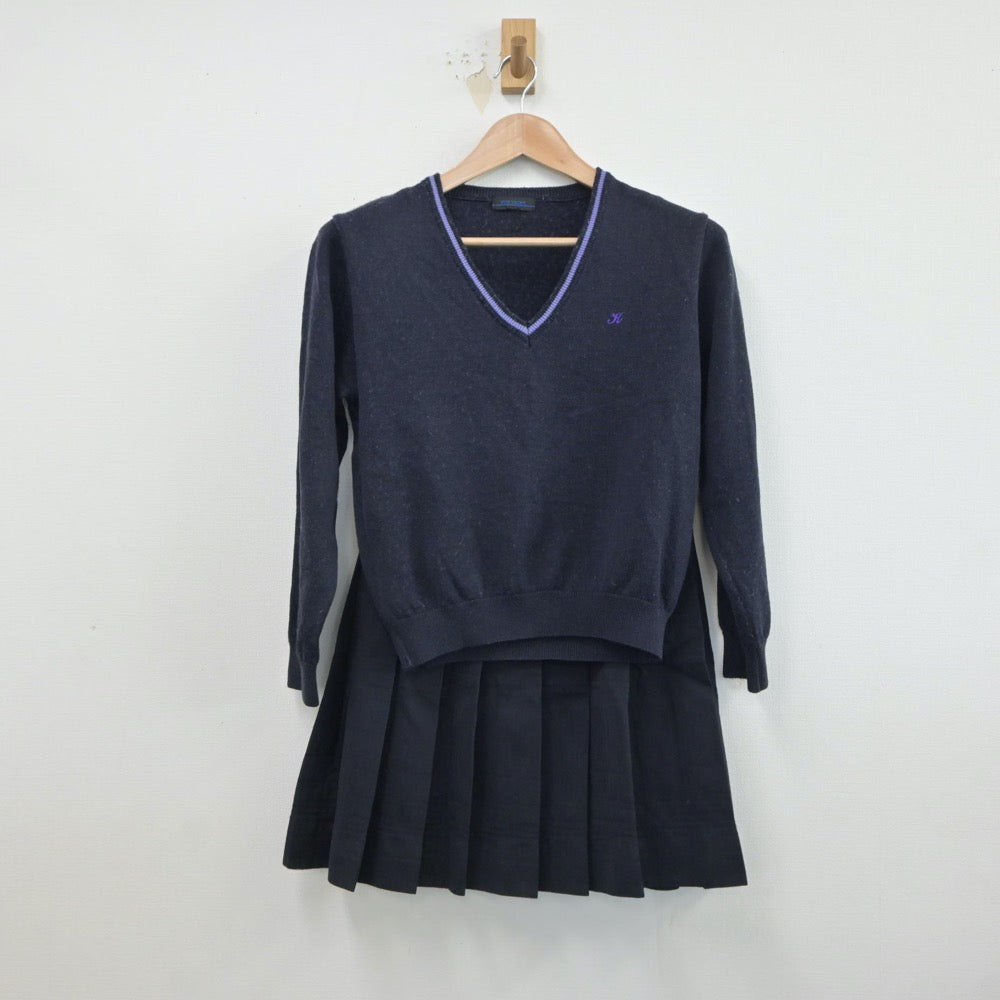 【中古】岡山県 倉敷高等学校 女子制服 3点（ブレザー・ニット・スカート）sf018633