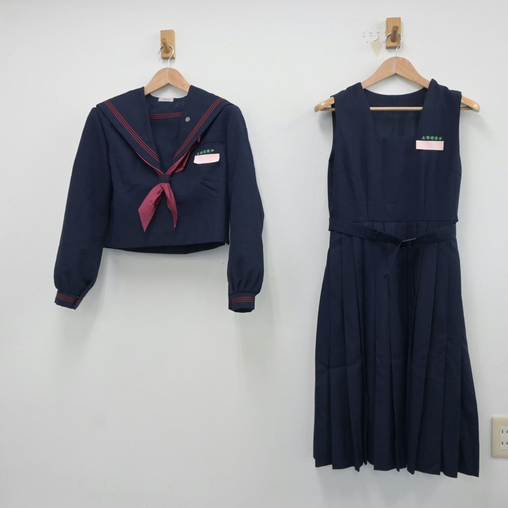 【中古】福岡県 太宰府東中学校 女子制服 4点（セーラー服・ジャンパースカート）sf018654