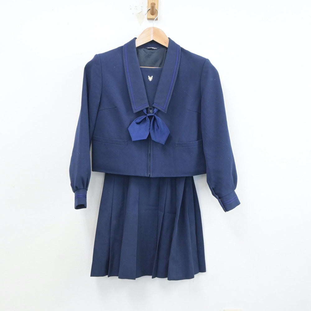 【中古】石川県 鵬学園高等学校 女子制服 4点（セーラー服・ニット・スカート）sf018660