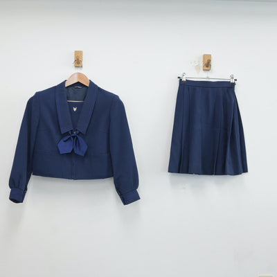 【中古】石川県 鵬学園高等学校 女子制服 4点（セーラー服・ニット・スカート）sf018660