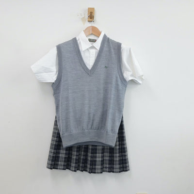 【中古】宮城県 宮城広瀬高等学校 女子制服 3点（シャツ・ニットベスト・スカート）sf018665