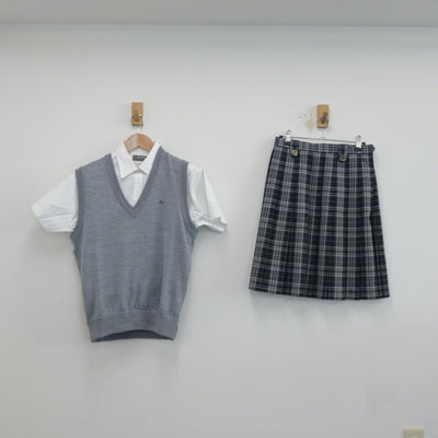 【中古】宮城県 宮城広瀬高等学校 女子制服 3点（シャツ・ニットベスト・スカート）sf018665