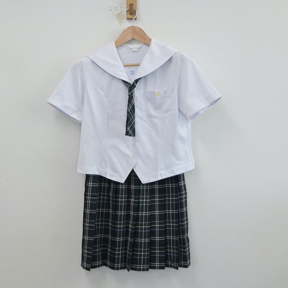 【中古】鹿児島県 鹿児島高等学校 女子制服 4点（セーラー服・ニットベスト・スカート）sf018666