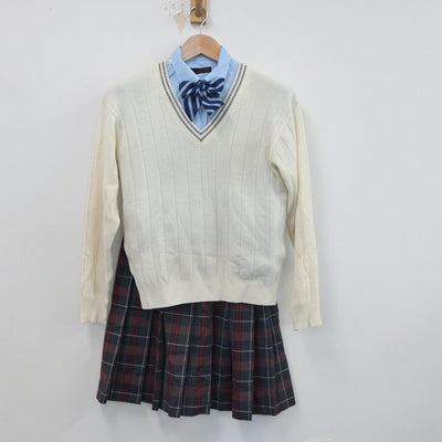 【中古】神奈川県 横浜商科大学高等学校 女子制服 7点（ブレザー・シャツ・ニット・スカート）sf018668