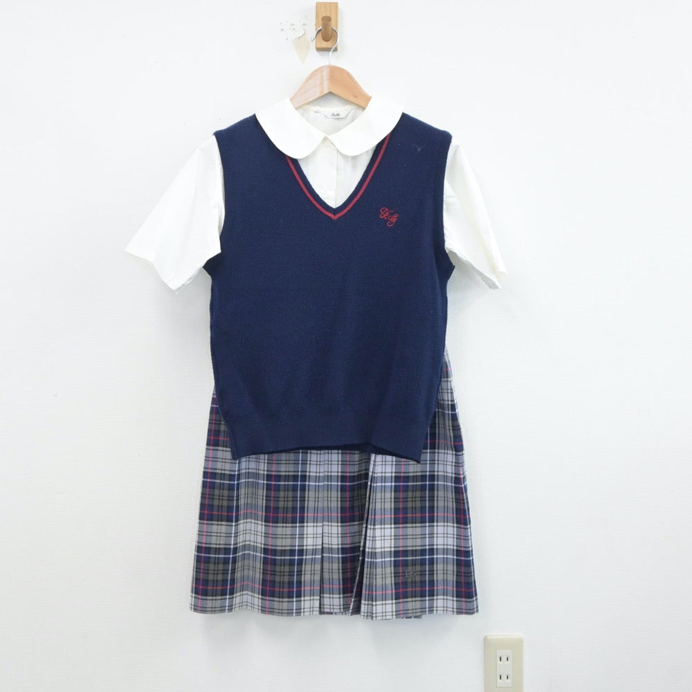 【中古】埼玉県 浦和学院高等学校 女子制服 3点（シャツ・ニットベスト・スカート）sf018678