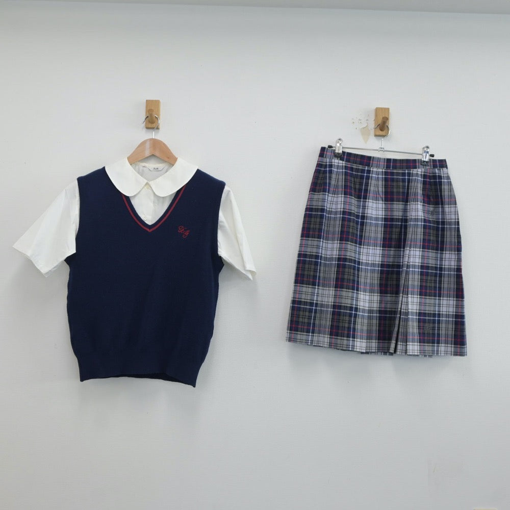 【中古】埼玉県 浦和学院高等学校 女子制服 3点（シャツ・ニットベスト・スカート）sf018678