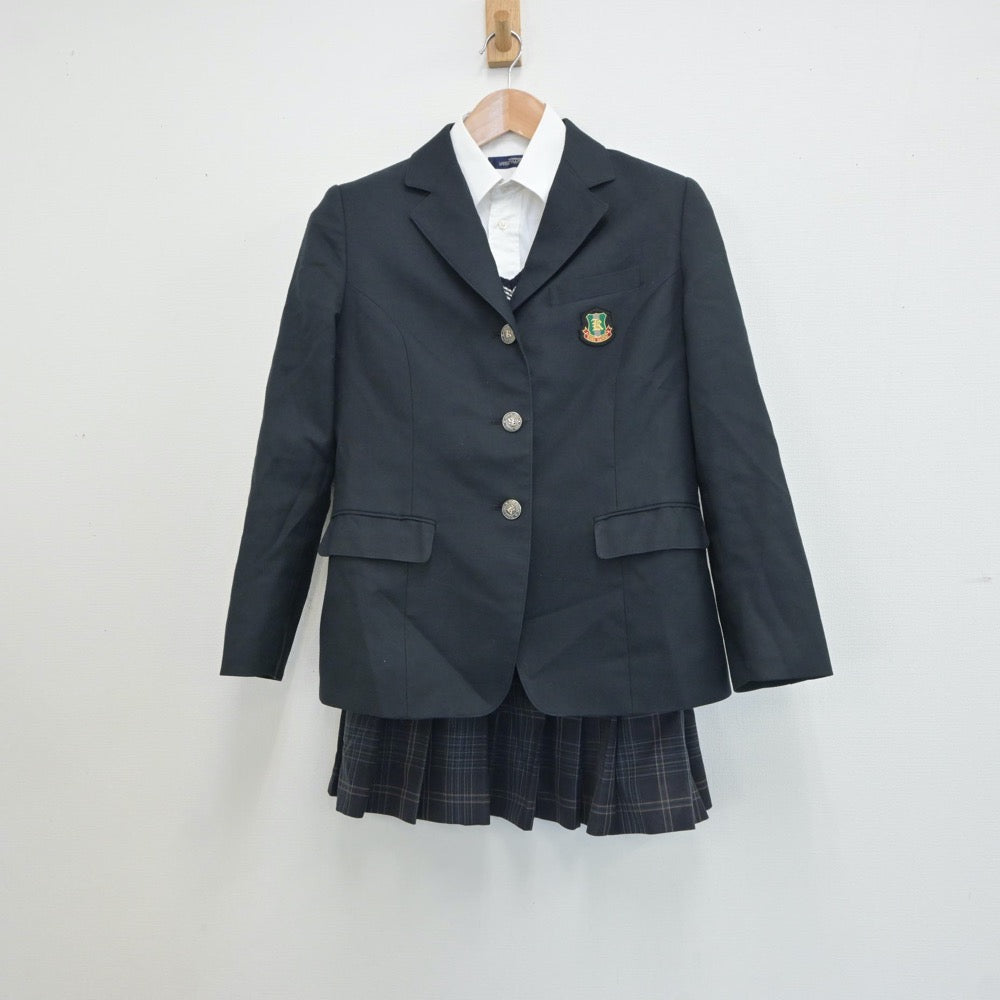 【中古】兵庫県 神戸第一高等学校 女子制服 4点（シャツ・ブレザー・ニット・スカート）sf018727