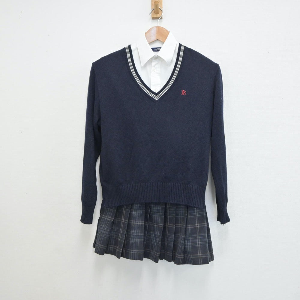 【中古】兵庫県 神戸第一高等学校 女子制服 4点（シャツ・ブレザー・ニット・スカート）sf018727