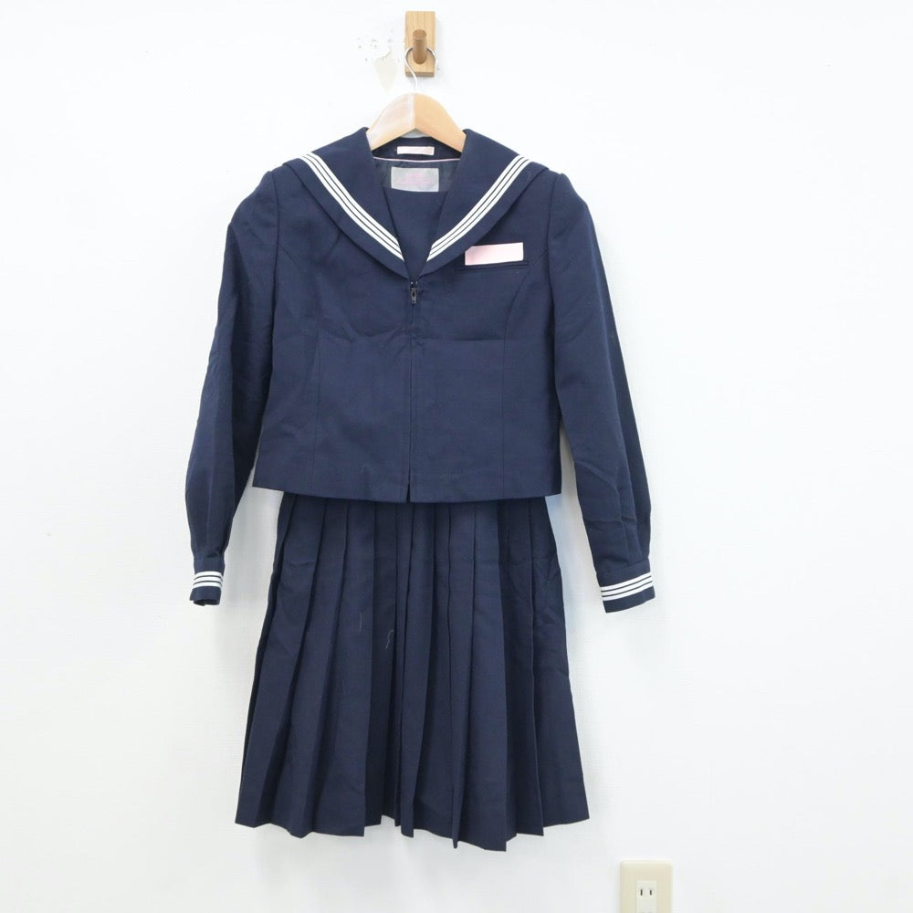【中古】大分県 駅川中学校 女子制服 2点（セーラー服・スカート）sf018799