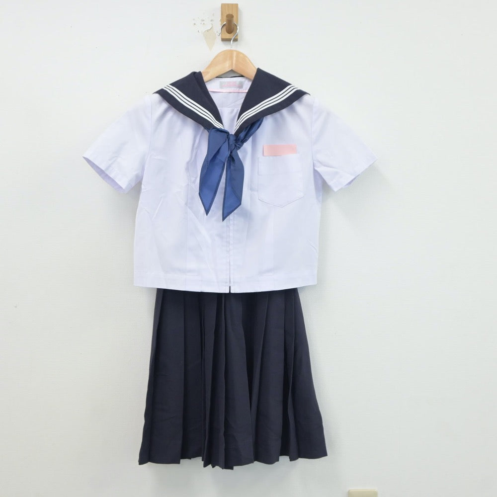 【中古】大分県 駅川中学校 女子制服 3点（セーラー服・スカート）sf018804