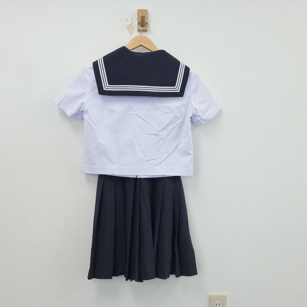 【中古】大分県 駅川中学校 女子制服 3点（セーラー服・スカート）sf018804