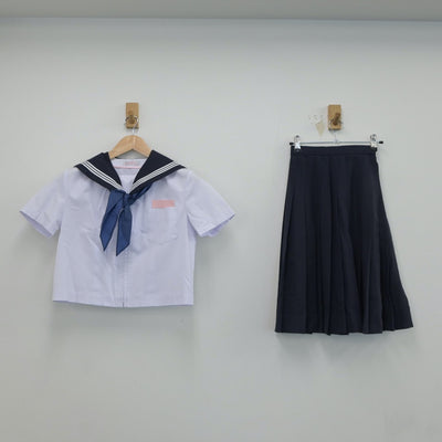 【中古】大分県 駅川中学校 女子制服 3点（セーラー服・スカート）sf018804