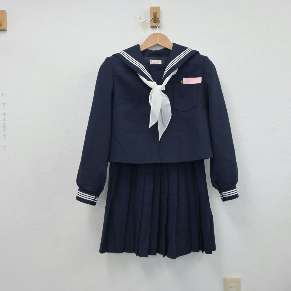 【中古】大分県 駅川中学校 女子制服 3点（セーラー服・スカート）sf018829