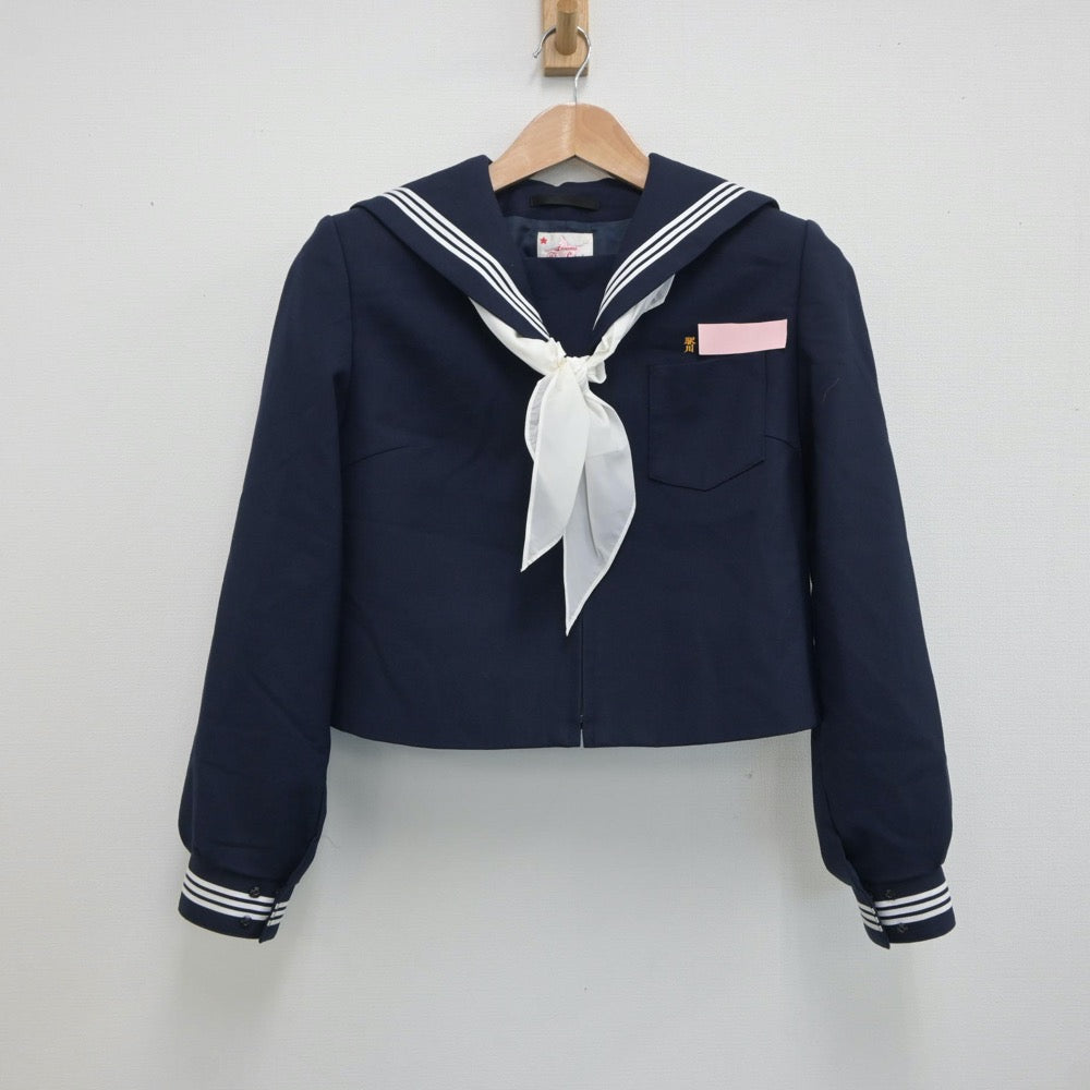 【中古】大分県 駅川中学校 女子制服 3点（セーラー服・スカート）sf018829