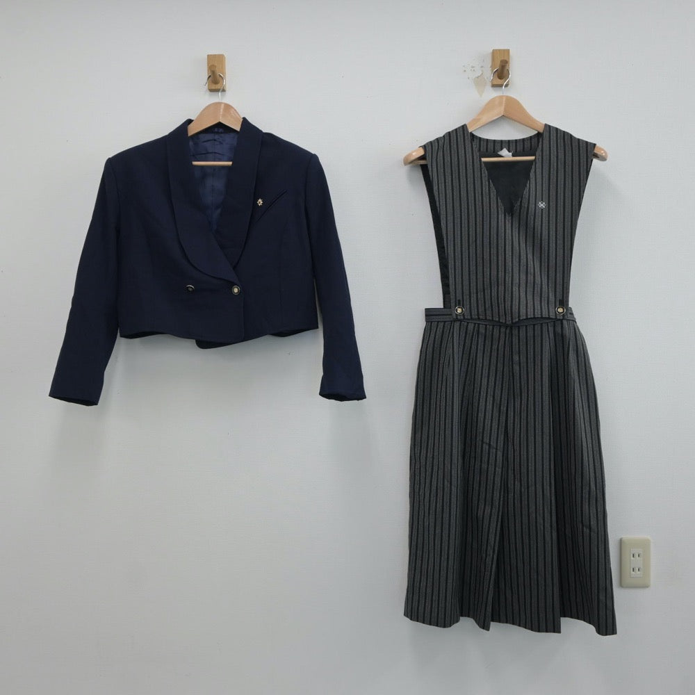 【中古】栃木県 小山高等学校 女子制服 3点（ブレザー・ジャンパースカート）sf018839