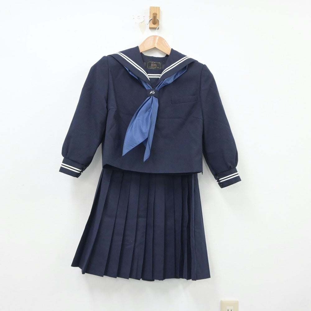 【中古】群馬県 笠懸中学校 女子制服 3点（セーラー服・スカート）sf018865