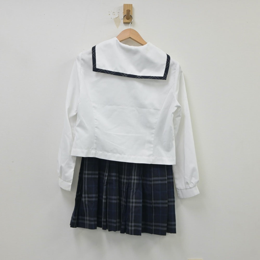 【中古】福岡県 自由ヶ丘高等学校 女子制服 4点（セーラー服・ニットベスト・スカート）sf018891