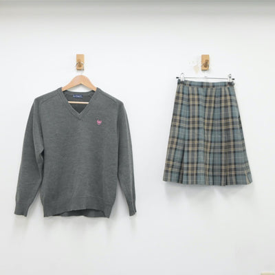 【中古】東京都 多摩大学目黒高等学校 女子制服 2点（ニット・スカート）sf018972